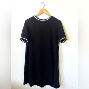 Slate & Willow Black A-Line  Short Sleeve Dress Ringer Collar Size Large